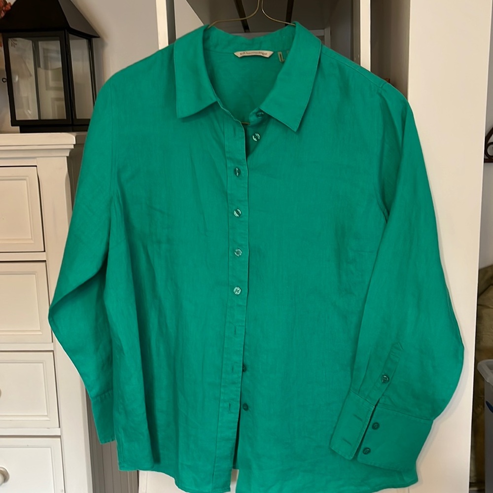 Soft Surroundings Green linen blouse